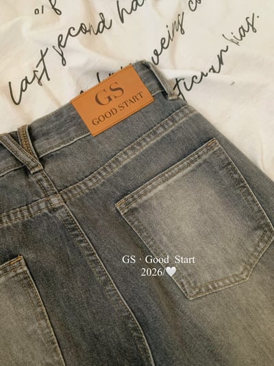 復古水洗刷色高腰寬版牛仔褲13