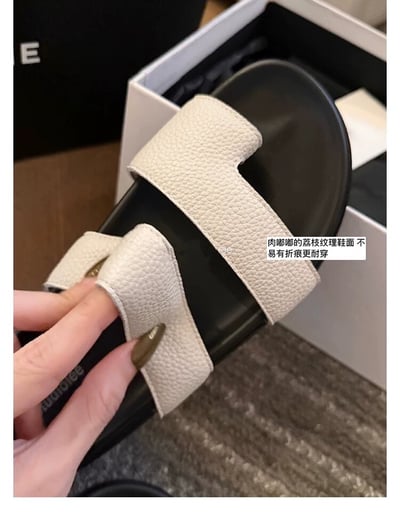 輕奢百搭套趾真皮平底涼拖鞋5