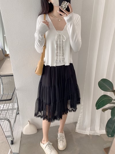 甜美不規則蛋糕網紗飄逸短裙11