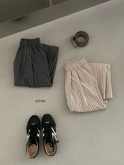 韓系條紋慵懶寬鬆直筒闊腿褲16