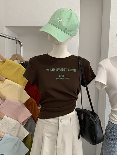 甜感修身字母短版T2