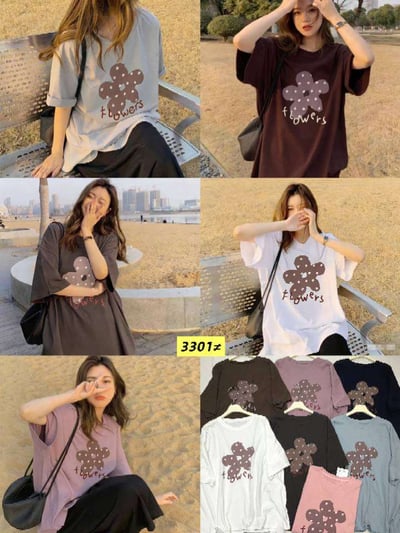 甜感小花花寬鬆印花T1