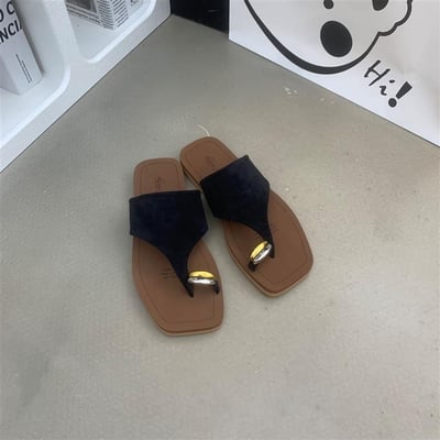 輕奢金釦一字穆勒平底拖鞋8