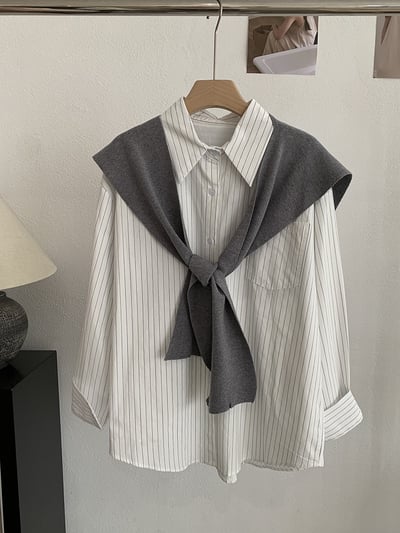 法式溫柔感線條襯衫+披肩9