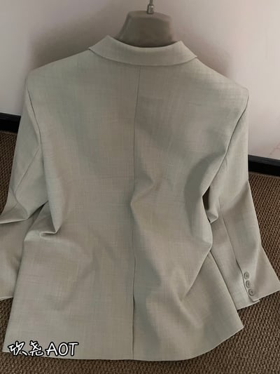 早春奶油黃氣質雙排釦西裝外套23