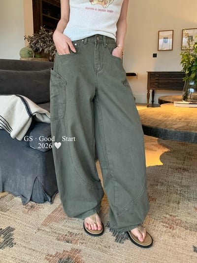 美式街頭感.大口袋工裝牛仔褲1