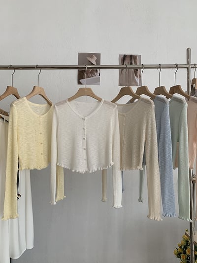 溫柔薄針織木耳邊防曬外套8