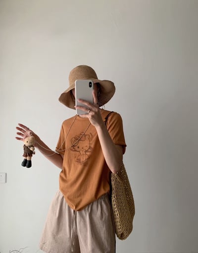 復古塗鴉Kitty印花短TEE+娃娃項鍊16