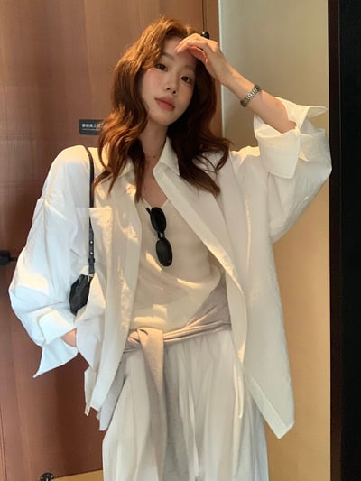 檸檬家#慵懶肌理感透氣襯衫5