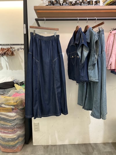 率性牛仔收腰兩件式套裝12