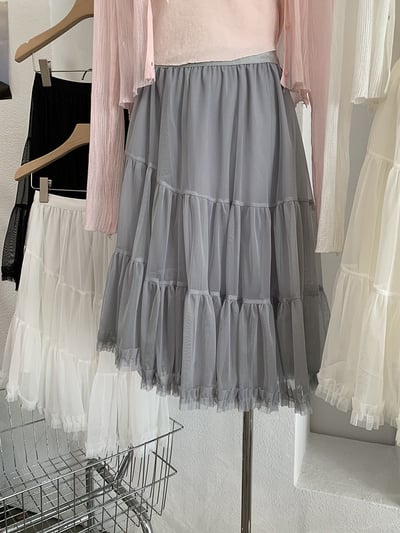 甜美不規則蛋糕網紗飄逸短裙3