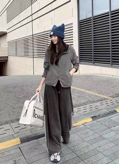 美式側條線顯瘦垂墜感寬鬆運動長褲14