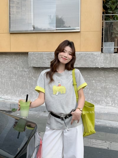 夏日撞色小熊刺繡T｜清新感減齡百搭款8
