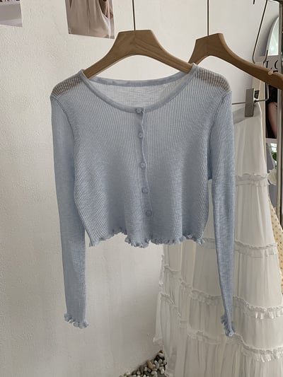 溫柔薄針織木耳邊防曬外套6