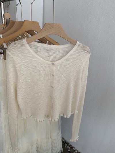 溫柔薄針織木耳邊防曬外套4