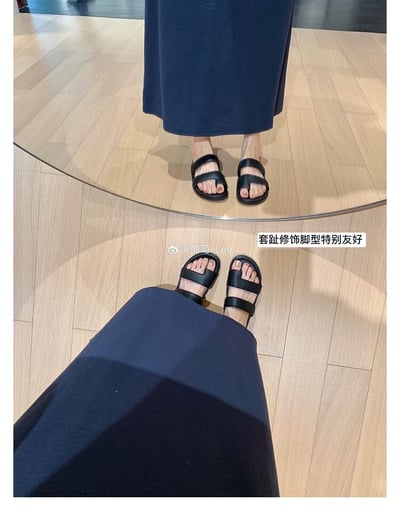 輕奢百搭套趾真皮平底涼拖鞋9