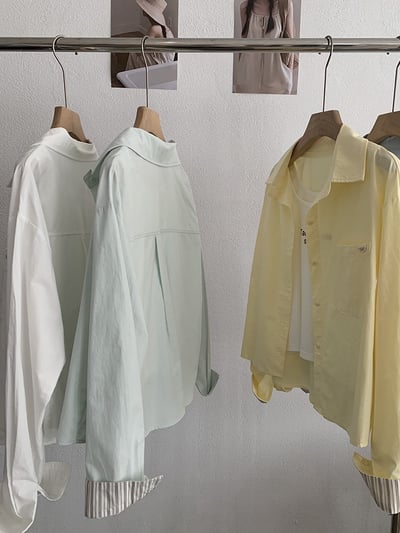 清新撞色袖口襯衫＋字母背心兩件套17