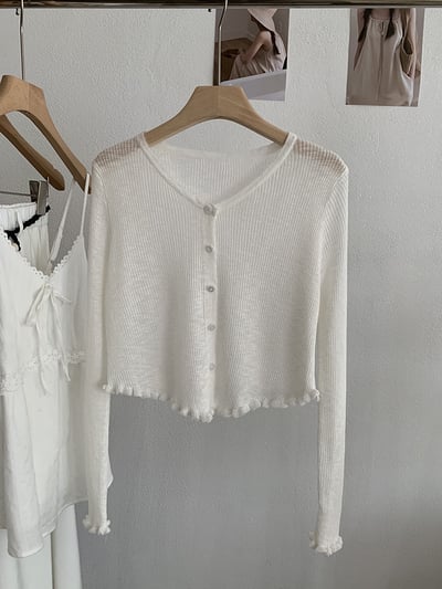 溫柔薄針織木耳邊防曬外套3