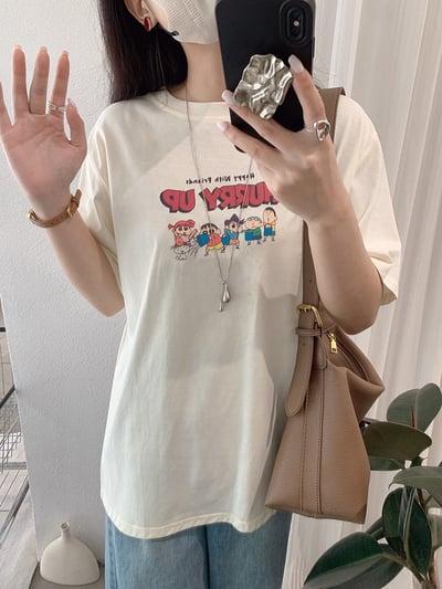 小新家族童趣卡通印花寬鬆T恤12