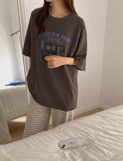 復古街景印花寬鬆TEE8