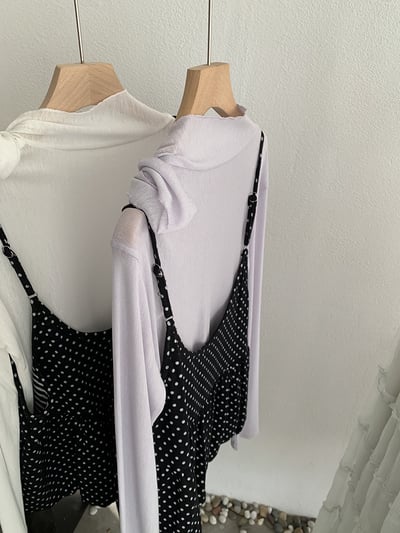 甜感小波點荷葉吊帶上衣兩件套7