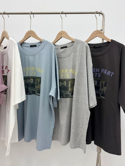復古街景印花寬鬆TEE12