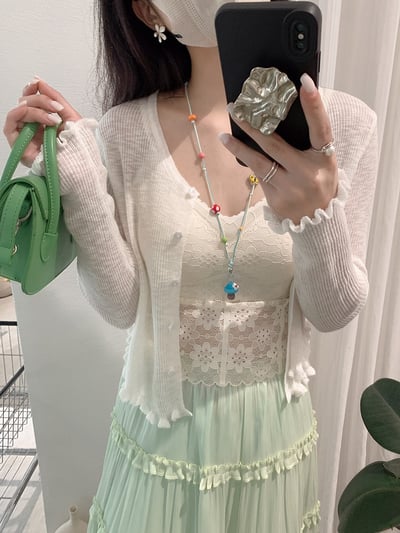 溫柔薄針織木耳邊防曬外套19