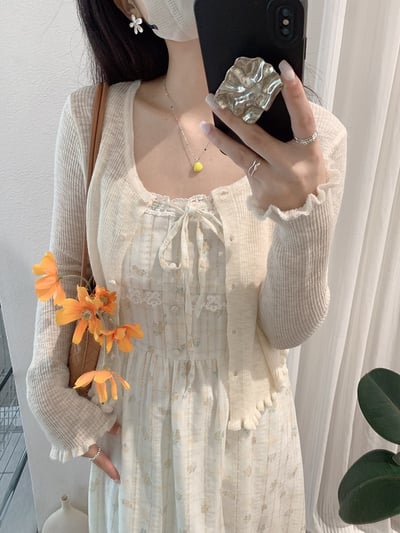 溫柔薄針織木耳邊防曬外套18