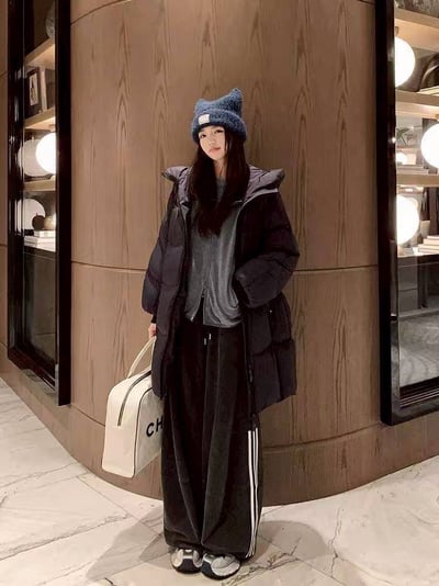 美式側條線顯瘦垂墜感寬鬆運動長褲17