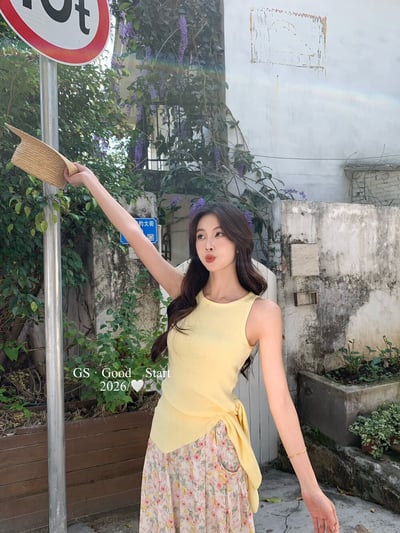 氣質百搭彈力收腰綁帶針織背心18