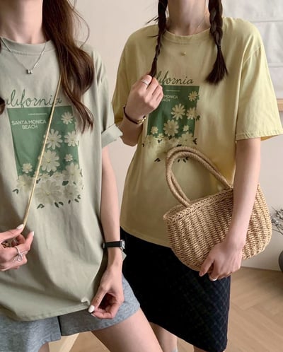 清新小雛菊加州印花T｜夏日減齡百搭款5