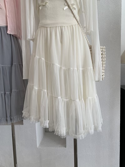 甜美不規則蛋糕網紗飄逸短裙4