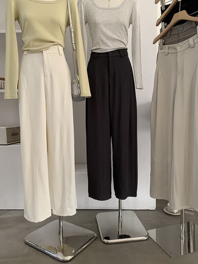 顯瘦立體剪裁高腰垂感西裝寬褲1