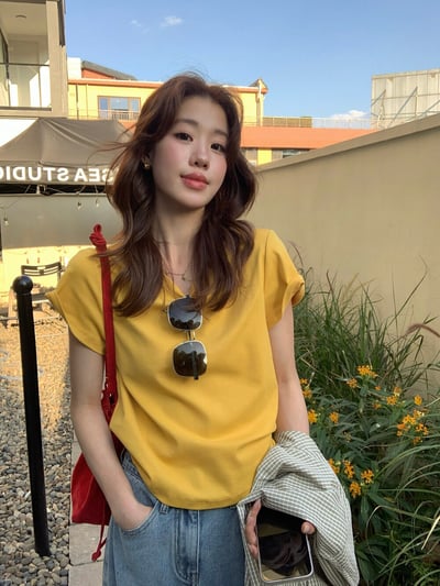 檸檬家#人手三件.日常百搭純色短袖T恤20