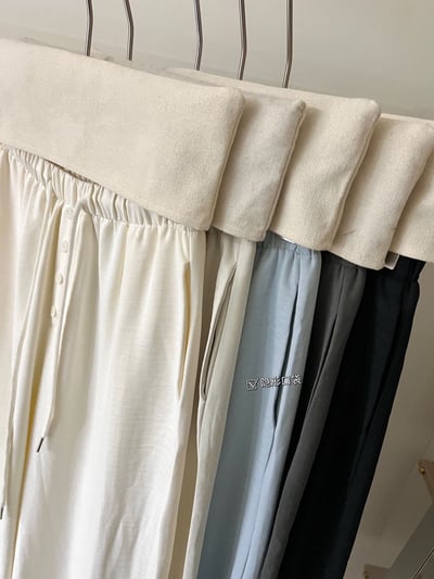 慵懶四釦高腰剪刀寬褲7