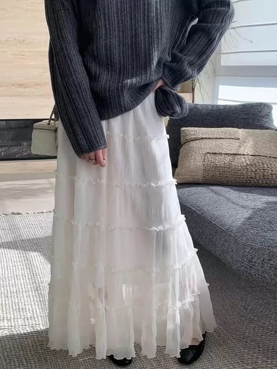 法式木耳滾邊層層蛋糕長裙25