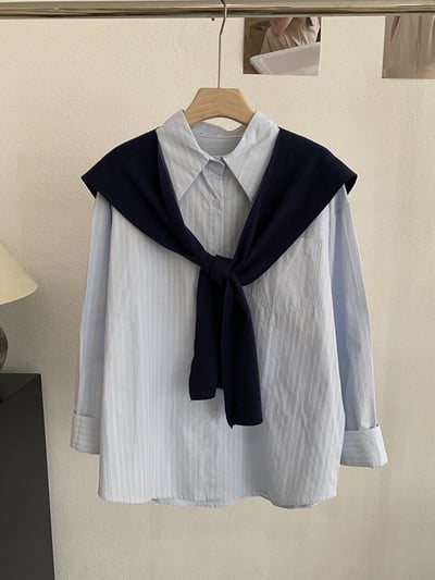 法式溫柔感線條襯衫+披肩7