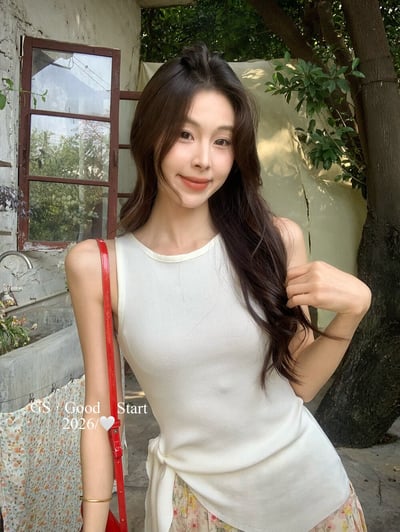 氣質百搭彈力收腰綁帶針織背心7