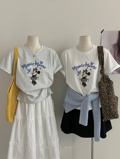 韓系愛心米奇慵懶短袖T恤12