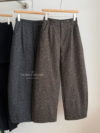 率性豹紋寬版顯瘦垂墜感彎刀褲14