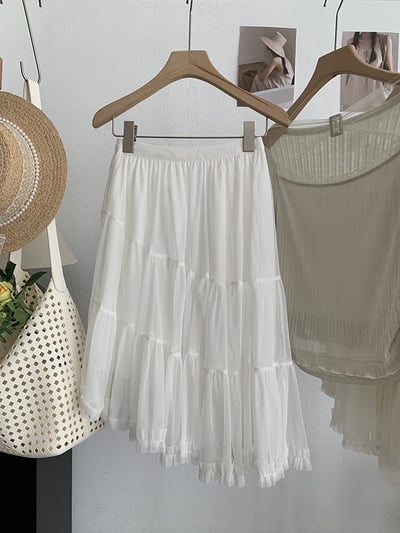 甜美不規則蛋糕網紗飄逸短裙14