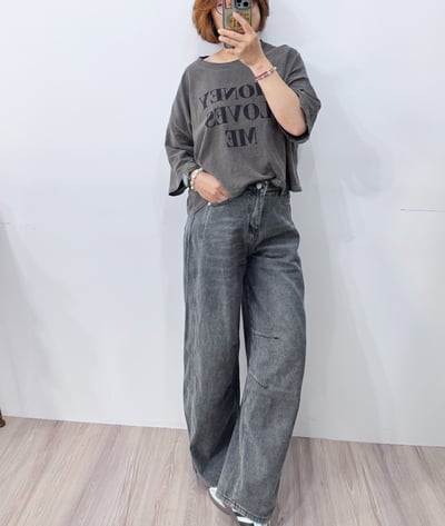 正韓甜酷愛心刷色彎刀牛仔褲19