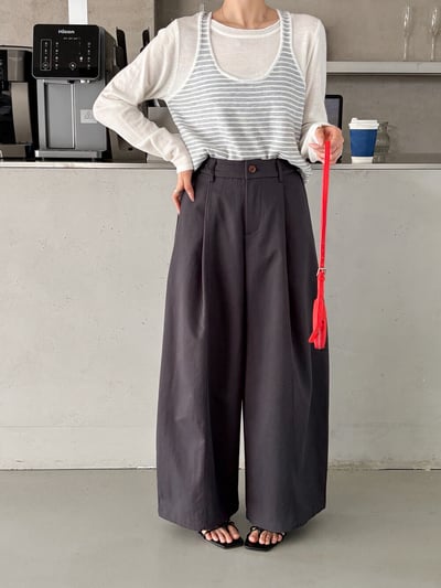 韓單抗皺垂感百搭休閒神褲17