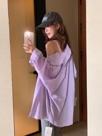 檸檬家#慵懶肌理感透氣襯衫12