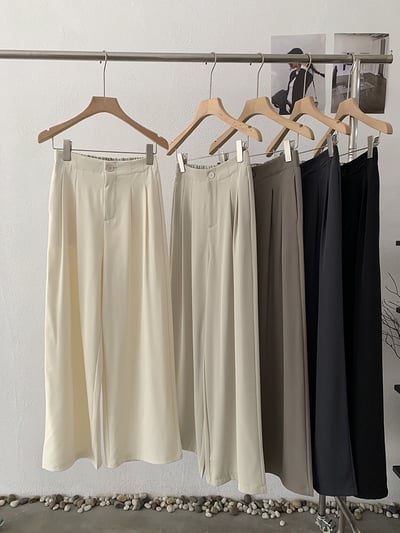 韓系復古單釦壓摺西裝寬褲6