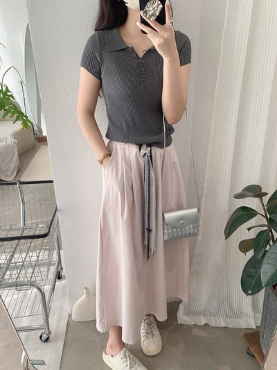 修身POLO領短袖針織上衣16