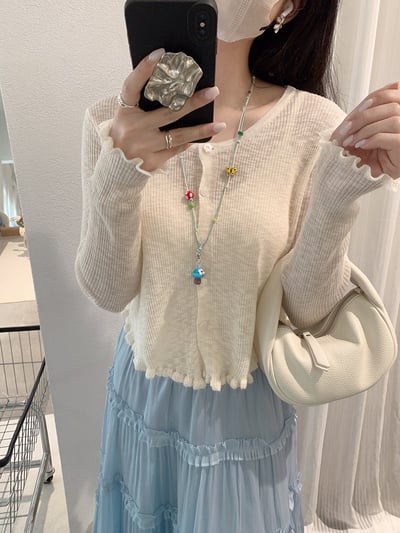 溫柔薄針織木耳邊防曬外套20