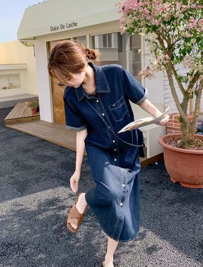 輕薄感牛仔襯衫洋裝｜一件搞定夏日清爽穿搭（附小包）8