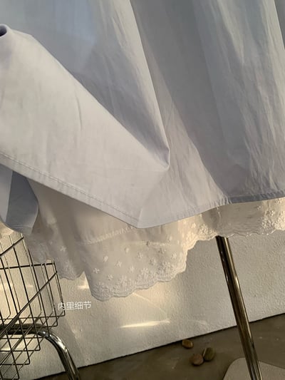 法式蕾絲拼接鬆緊腰長裙10