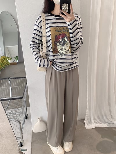 韓系復古單釦壓摺西裝寬褲14